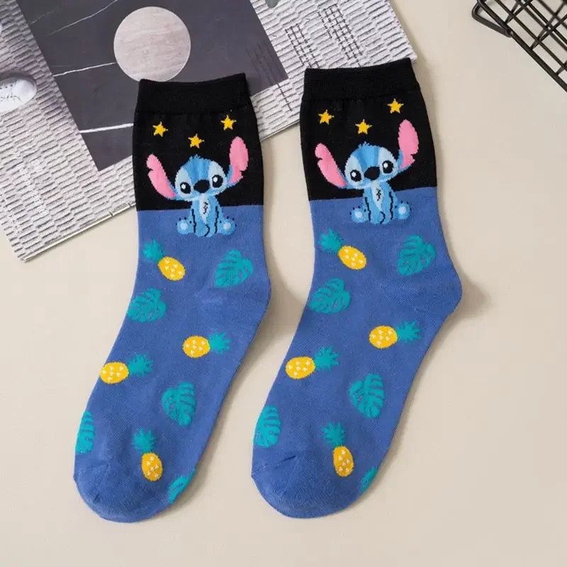 Top Trends: Disney Fashion Breathable Cotton Socks Cartoon Figure Stitch Print Midtube Socks Fashion Warm Men's And Women's Christmas Socks Shoppable Styles - Image 5