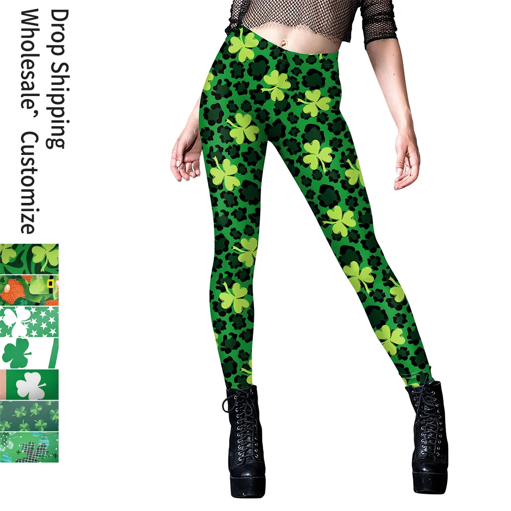 Top Trends: Nadanbao St. Patrick's Day Leggings Women Green Printed Pants Sexy Elastic Tights Fitness Workout Trousers Holiday Party Bottom Shoppable Styles