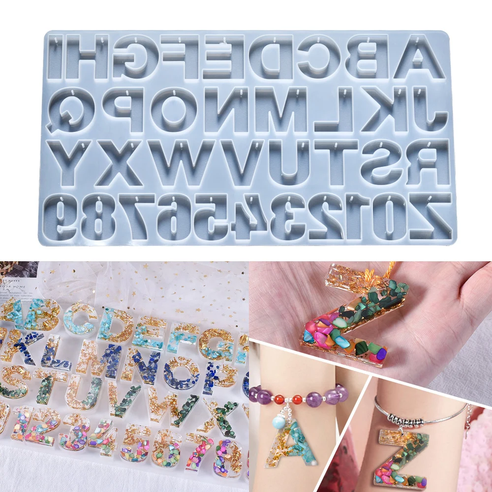 Top Trends: Alphabet Letter Number Decoration Craft Silicone Mold With Hole For Earring Pendant Creative Keychain Crystal Epoxy Resin Mold Shoppable Styles