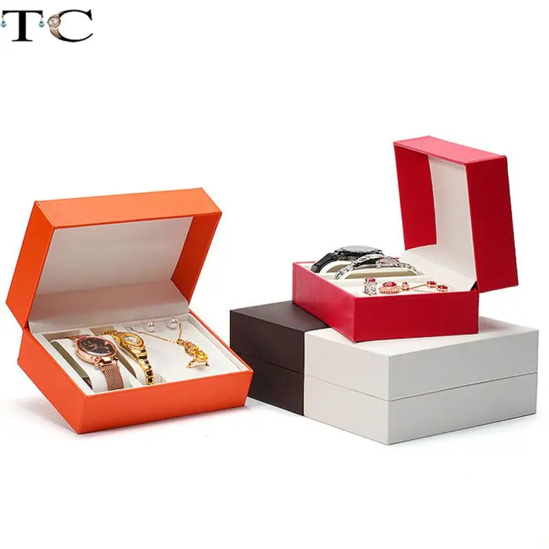 Top Trends: Leather Watch Box Jewelry Watch Necklace Set Box Couple Pair Watch Box Gift Packaging Box Watch Storage Box Necklace Storage Box Shoppable Styles