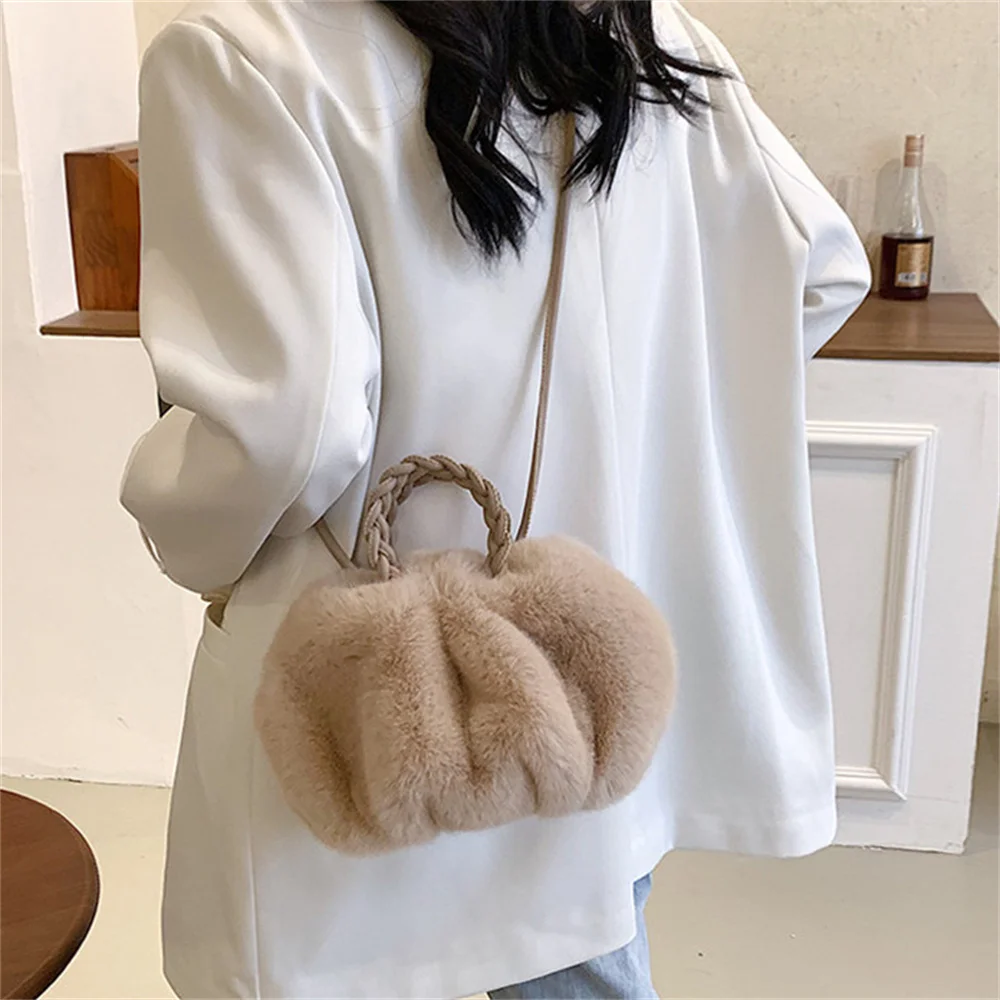 Top Trends: Woman Soft Plush Shoulder Bag New Fashion Autumn And Winter Korean Version Simple Crossbody Bag For Traveling Shopping Handbags Shoppable Styles