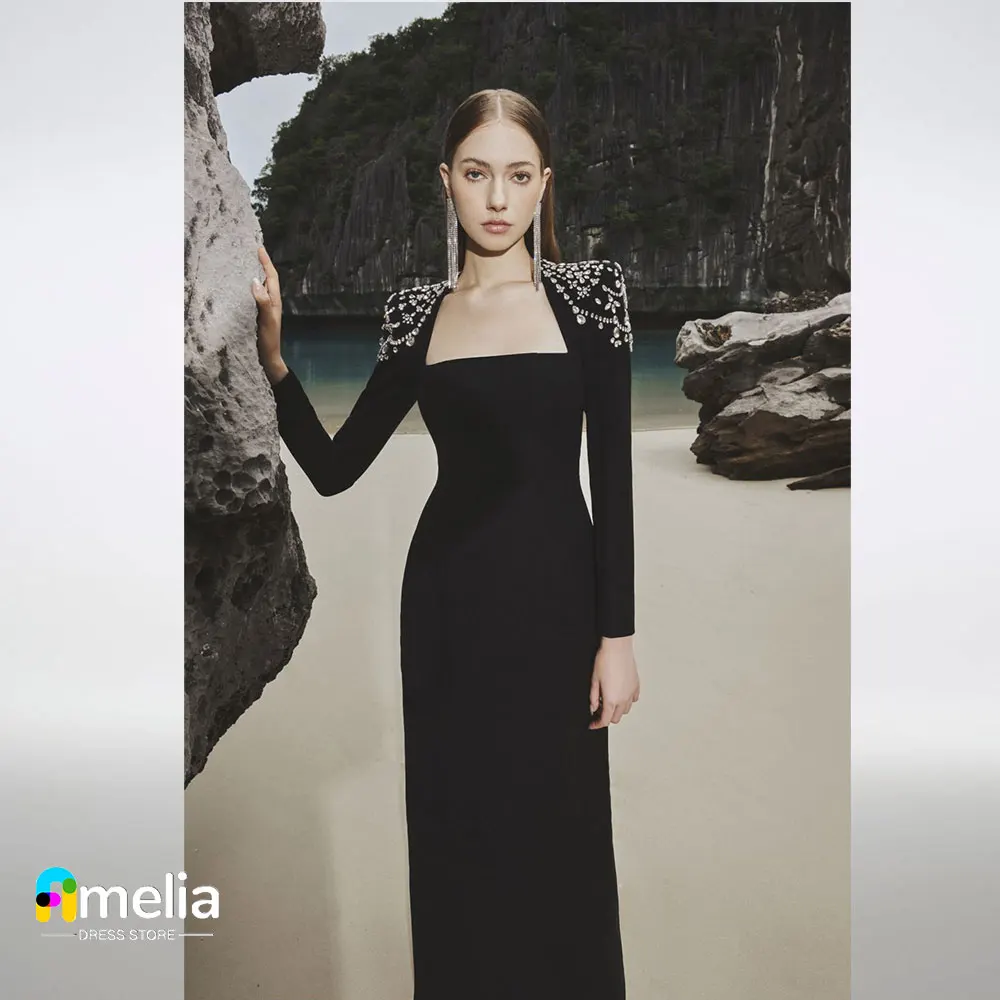 Top Trends: Amelia Square-Neck Prom Dress Long Sleeves With Floor Length Evening Dress Women Wedding Party Formal Gowns Arabia2023 Shoppable Styles - Image 6