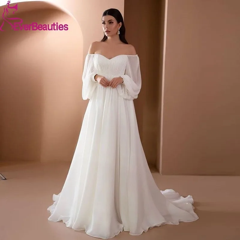 Top Trends: Vestidos De Novia Wedding Dress For Woman 2023 Long Sleeves Bride Dress Chiffon Sweetheart Bridal Gowns Robe De Mariée Shoppable Styles