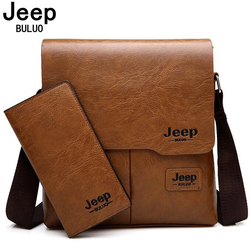 Top Trends: JEEP BULUO Men Bag Famous Brand 2 Pcs Set Man Leather Messenger Shouder Bag Business Travelling Bags Male Tote Cross Body Bags Shoppable Styles