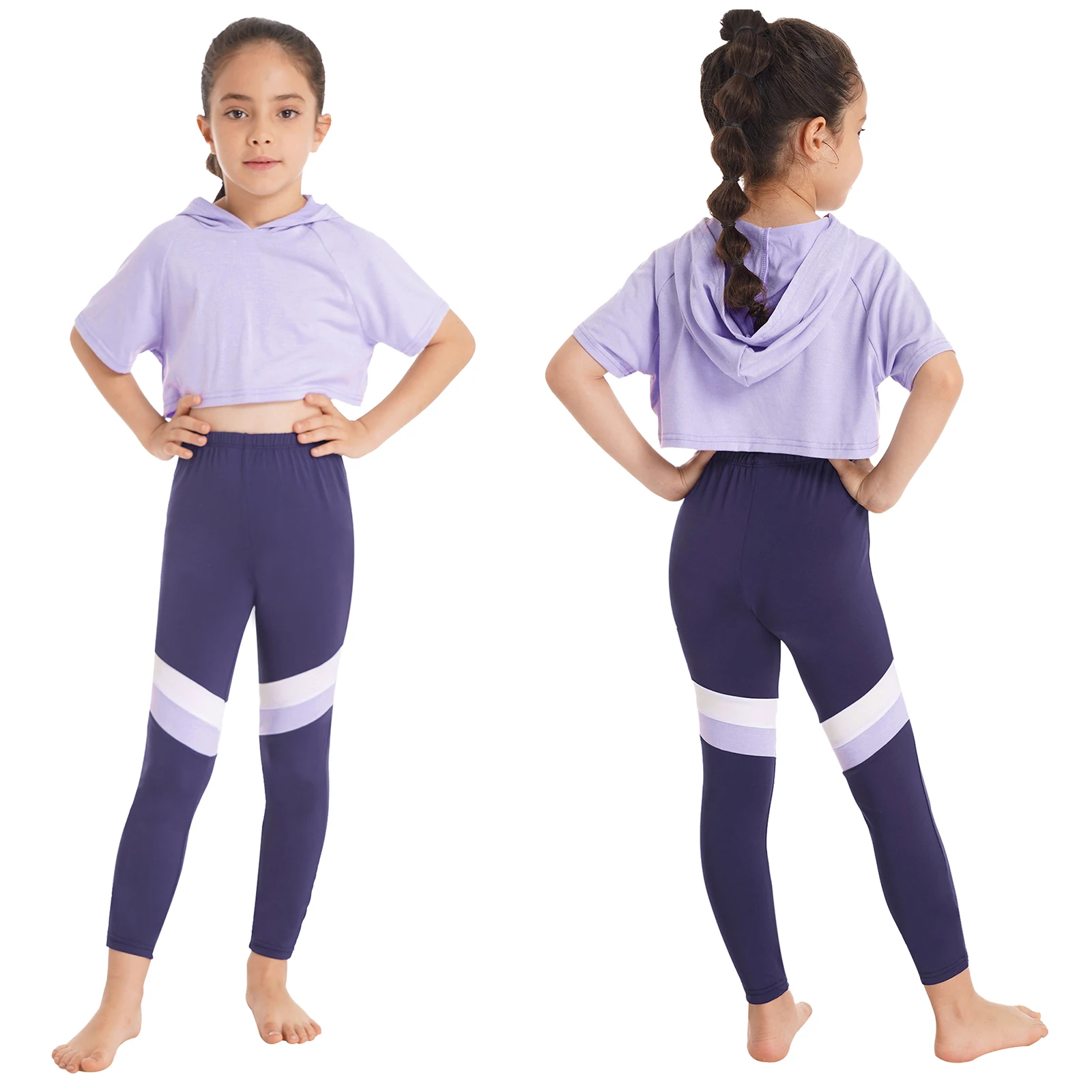 Top Trends: Kids Girls Sport Suit Modern Dance Wear Workout Gymnastics Outfits Tracksuit Set Hoodie Crop Sweatshirt Tops And Pants Leggings Shoppable Styles