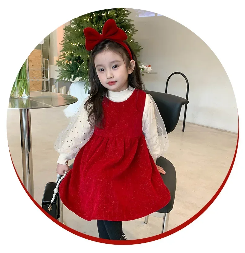 Top Trends: Girls Winter Warm Dress 2024 New Thickened Bow T-shirt Undershirt Dress Little Girl Set Children's Sets Baby Girl Clothes Shoppable Styles