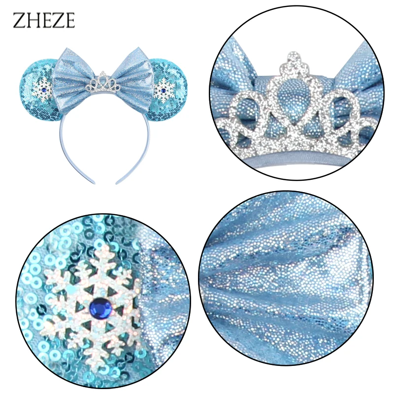 Top Trends: 2023 Chic Frozen Mouse Ears Headband For Girls Sequins 5"Bow Crown Hairband Kids / Adult Festival Party DIY Hair Accessories Shoppable Styles - Image 3