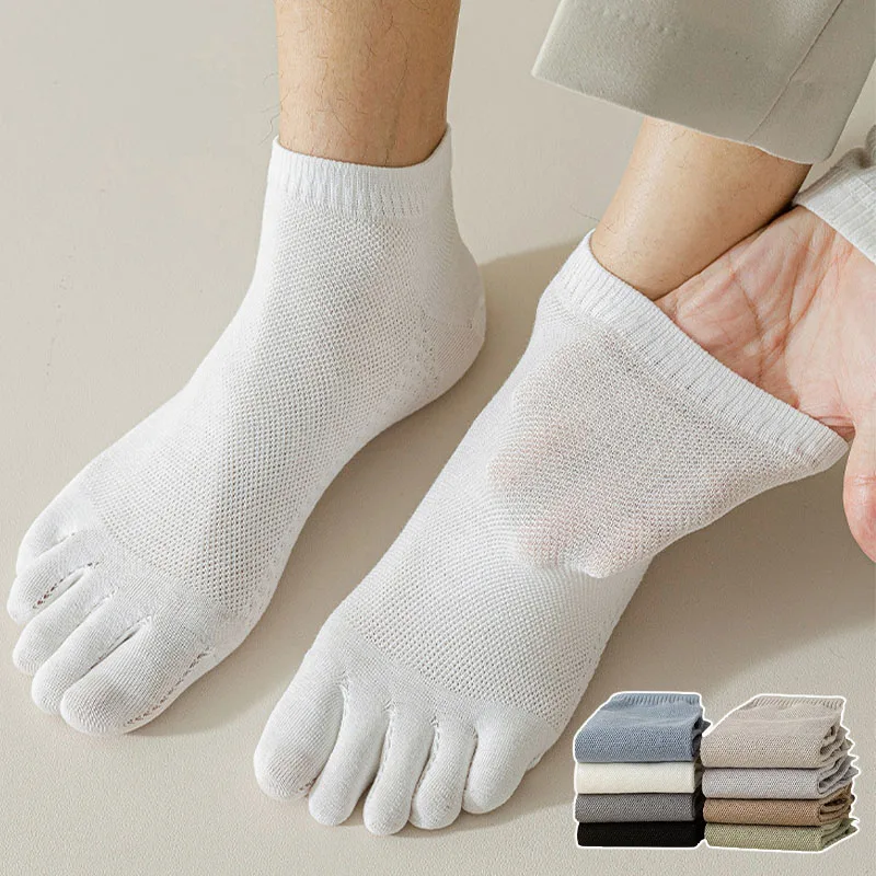 Top Trends: 3pairs Men Socks With Fingers Cotton Breathable Men's Toe Sock Sweat-absorbing Elastic Sokken Five-finger Running Sports Socks Shoppable Styles