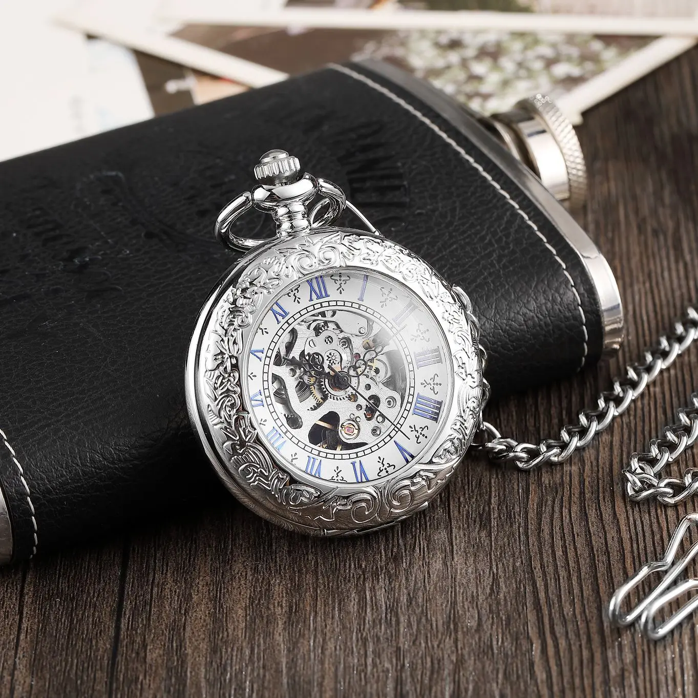 Top Trends: Fashion Automatic Mechanical Pocket Watch For Men Women Unisex Vintage Numbers Retro Style Bronze Mechanical Pocket Watch Chain Shoppable Styles