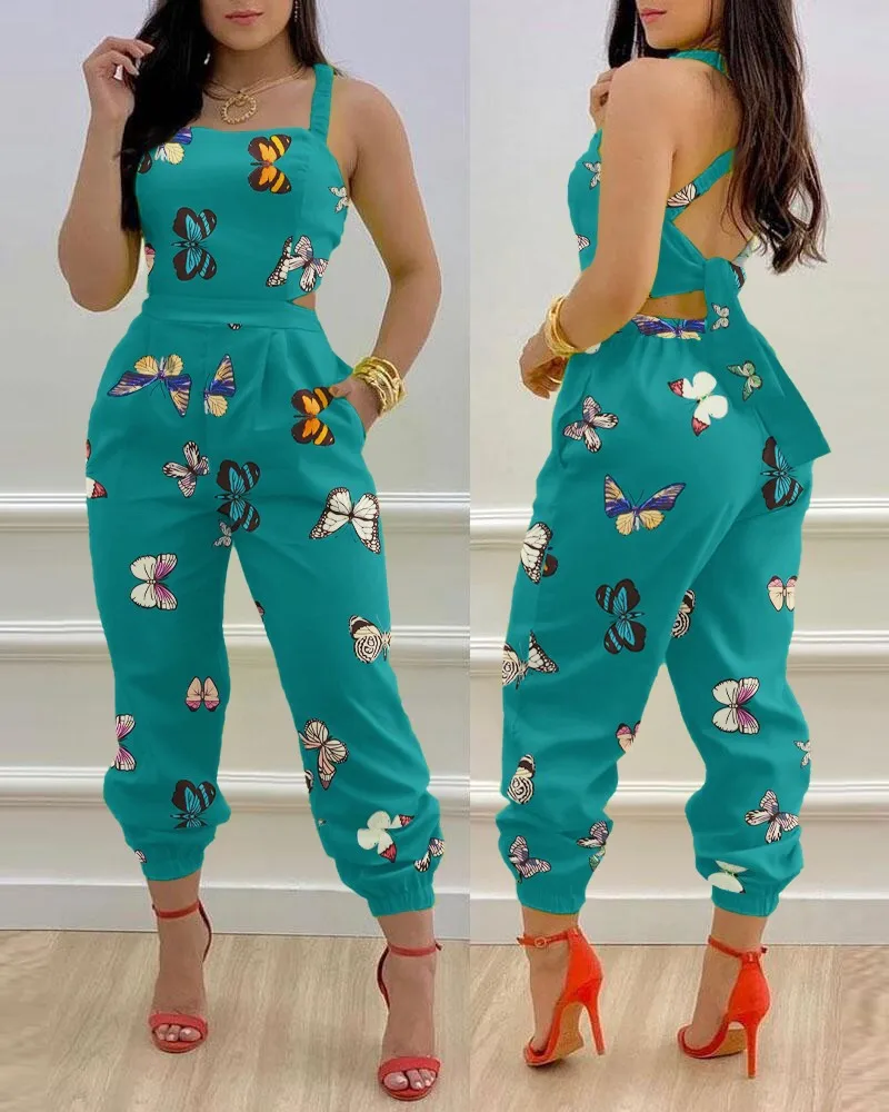 Top Trends: Women's Jumpsuit Elegant Sexy Suspender Printed Jumpsuits Casual Hip Waist Overalls Romper For Women Spring Summer 2023 Shoppable Styles