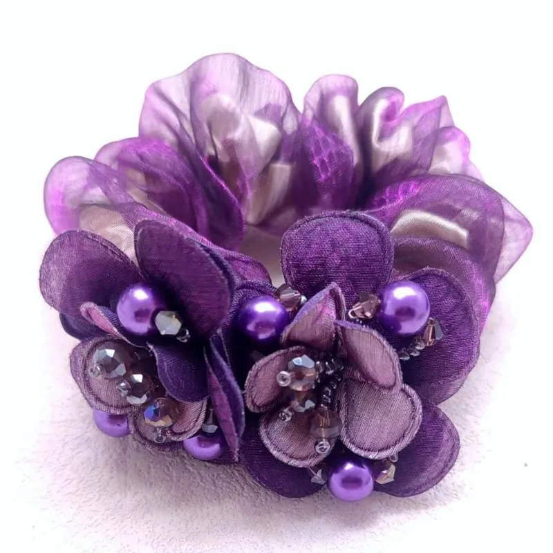 Top Trends: Rubber Band Headdress Flower Hair Rope Elegant Woman Updo Horse Tail Elastic Large Scrunchie Hair Accessories For Women Shoppable Styles - Image 6