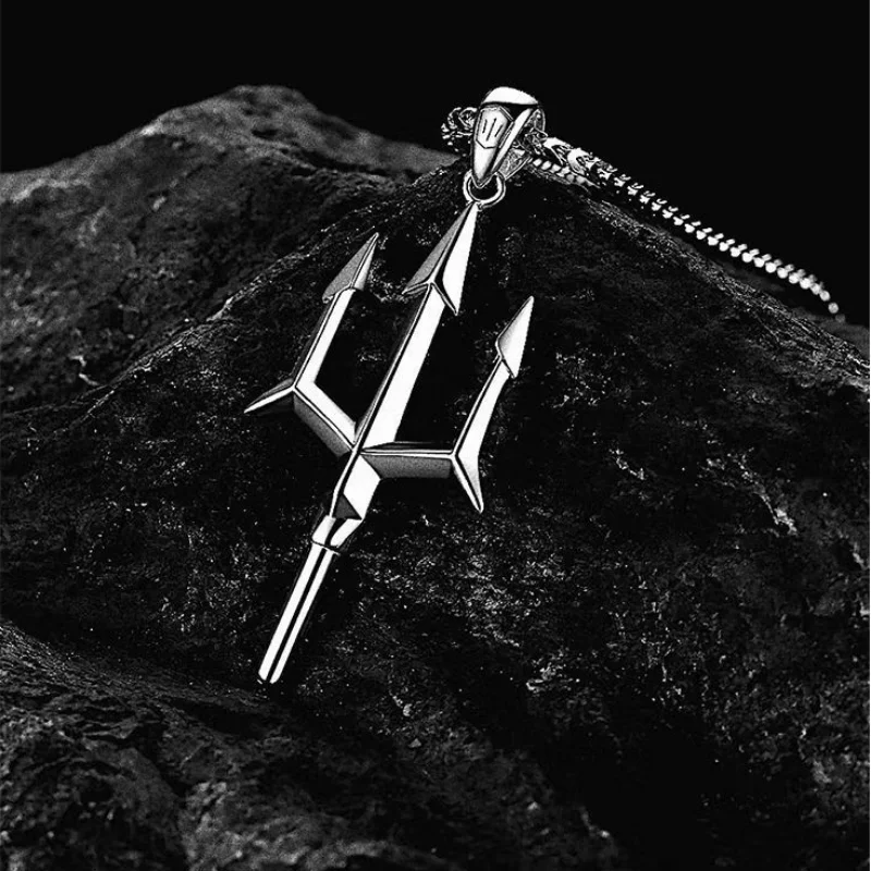 Top Trends: Classic Fashion Trident Pendant Necklace For Men Simple High Quality Charm Silver Color Necklace Party Jewelry Shoppable Styles