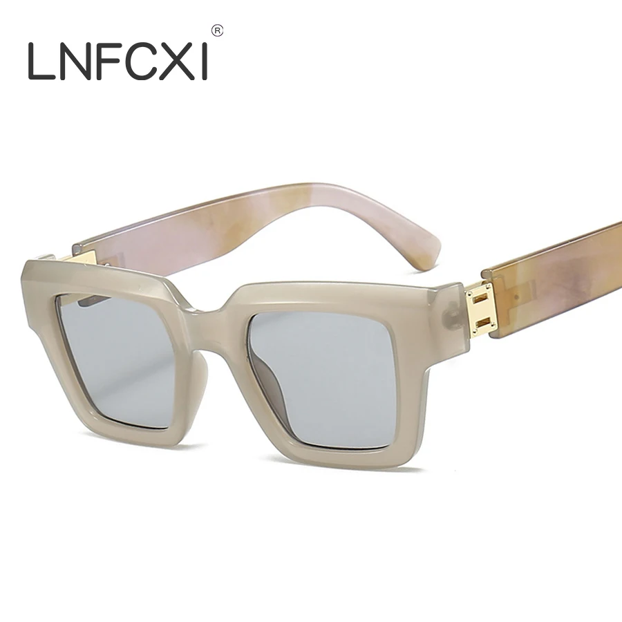 Top Trends: LNFCXI Fashion Square Women Luxury Sunglasses Men Vintage Brand Designer Candy Gray Gradient Eyewear Men Punk Sun Glasses Shoppable Styles