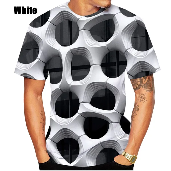 Top Trends: 2023 Men's Printed 3D Geometric Pattern Digital Printing Casual Fashion Short Sleeve T-shirt Shoppable Styles