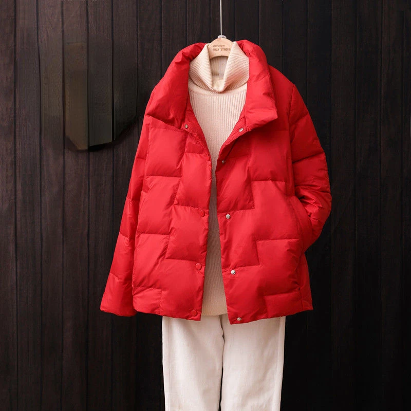 Top Trends: New Winter Frivolous White Duck Down Jacket Women Coat Baggy Outwear Stand Collar Elegant Top Frivolous Down Coat Short Overcoat Shoppable Styles