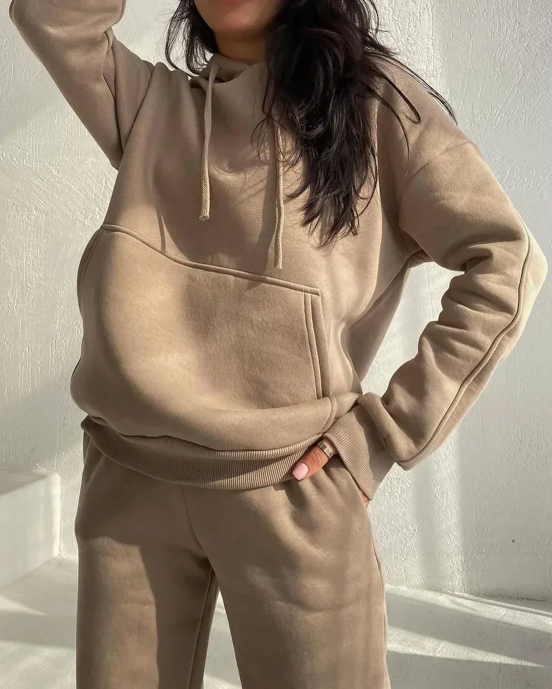 Top Trends: 2024 Spring Women Tracksuit Suit Long Sleeve Poacket Hoodies Pants Set Female Winter Warm Fleece Casual Fashion Sport Suit Lady Shoppable Styles