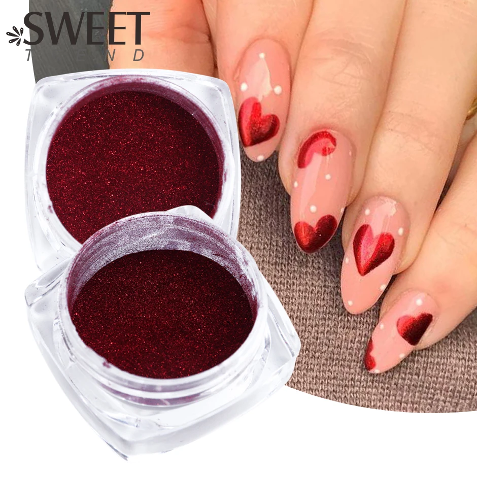 Top Trends: 1Box Red Mirror Powder Nail Glitter Valentine Metal Color Chrome Pigment Nail Art Decoration Gel Polish Manicure Rubbing Dust Shoppable Styles