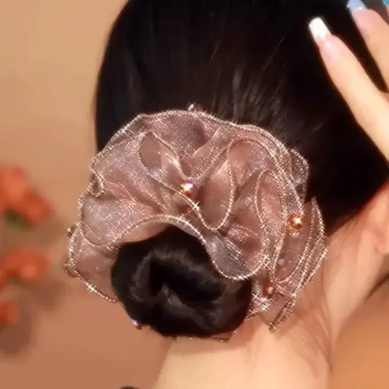 Top Trends: 2024 Gradient Color Organza Large Hair Bands Резинки Для Волос Scrunchie 머리끈 Accesorios Para El Cabello Hair Ties Shoppable Styles