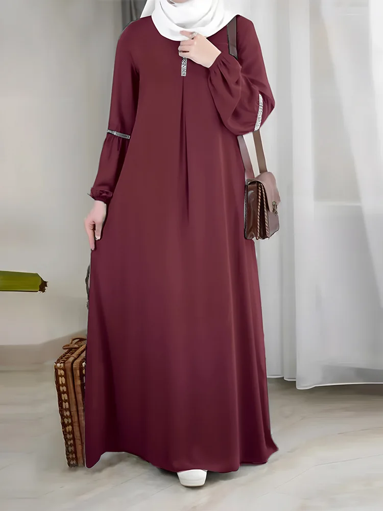 Top Trends: Abaya Autumn Women's Dress Middle Eastern Arab Fashion Long Sleeve Sequin Robes New Casual Loose Muslim Female Sundress Shoppable Styles