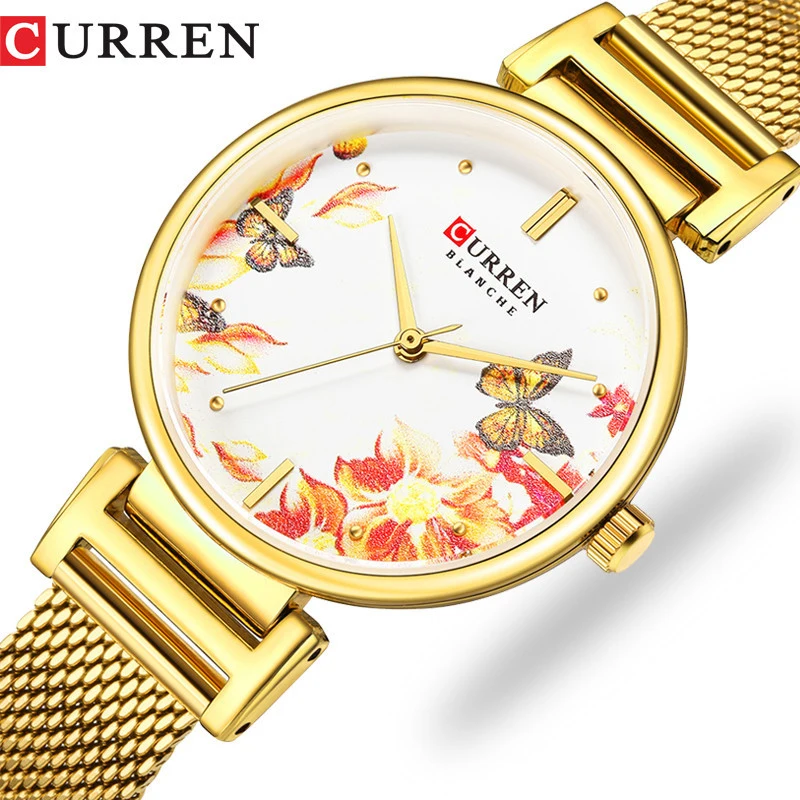 Top Trends: Curren Stainless Steel Women&#039;s Watch Top Brand Quartz Wristwatches Flower Luxury Gold Watches For Women Fashion Ladies Gifts Shoppable Styles