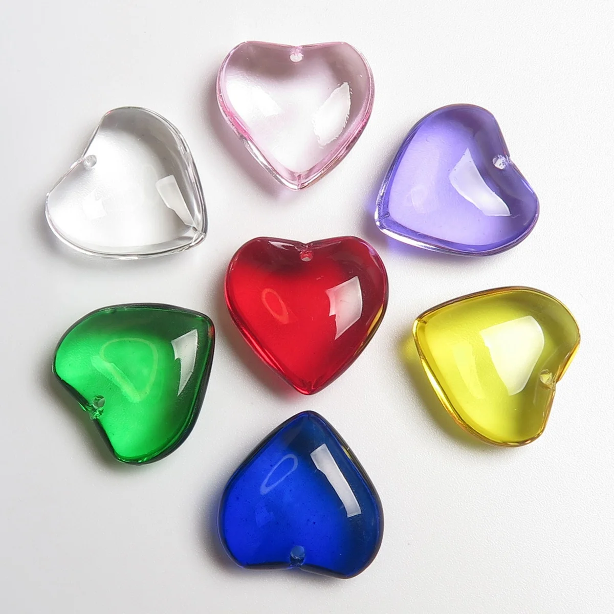 Top Trends: 5pcs Heart Shape 20mm Glossy Crystal Glass Top Drilled Loose Pendants Beads For Jewelry Making DIY Crafts Findings Shoppable Styles