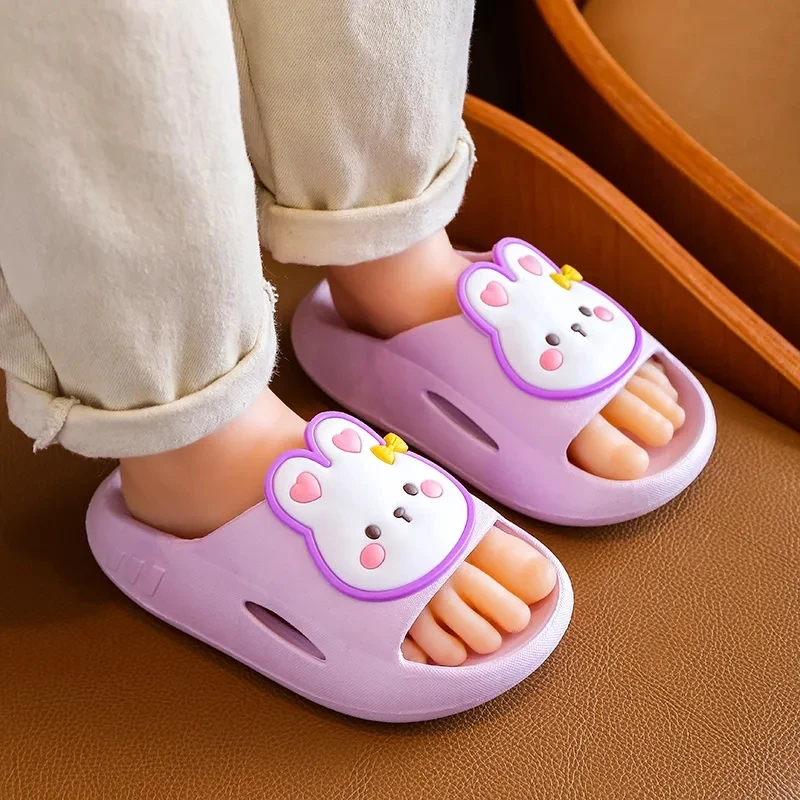 Top Trends: New PVC Platform Purple Slippers Child Girl Thick Sole Cloud Shoes Lovely Rabbit Summer Clapper Children's Outdoor Beach Slides Shoppable Styles