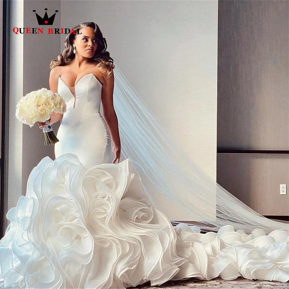 Top Trends: Sexy Mermaid Wedding Dresses Strapless Ruffle Train Satin Tulle 2023 New Design Elegant Bridal Gown Custom Made JT49M Shoppable Styles