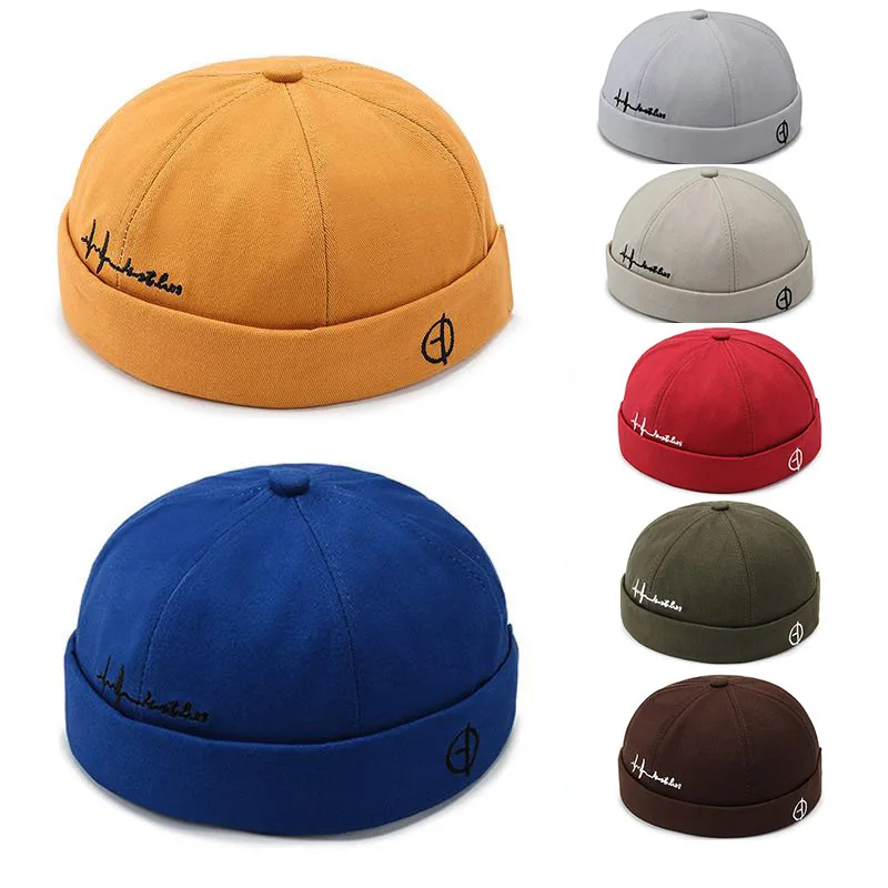 Top Trends: New Brimless Men Beanies Docker Hat Letter Embroidery Dome Hat Unisex Adjustable Summer Hat Retro Women Men Hip Hop Bonnet Hat Shoppable Styles