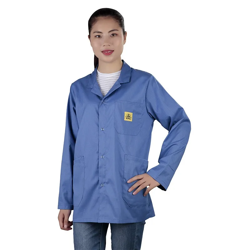 Top Trends: ESD Lab Coat With Lapel Collar, 3 Pockets & Snap Cuffs, Knee Length Anti-Static Jacket Shoppable Styles