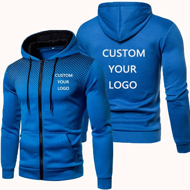 Top Trends: Custom LOGO Men Sweatshirt Zipper Hooded Pocket Spring Autumn Fashion Casual Streetwear Hoodies Your Design Male Cardigan Coat Shoppable Styles