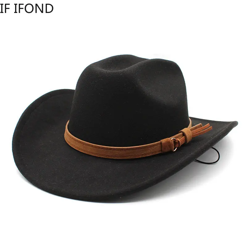 Top Trends: Winter Autumn Men's Western Women Cowboy Hat For Gentleman Lady Cowgirl Jazz Hat Wide Brim Felt Fedora Hat Sombrero Hombre Shoppable Styles