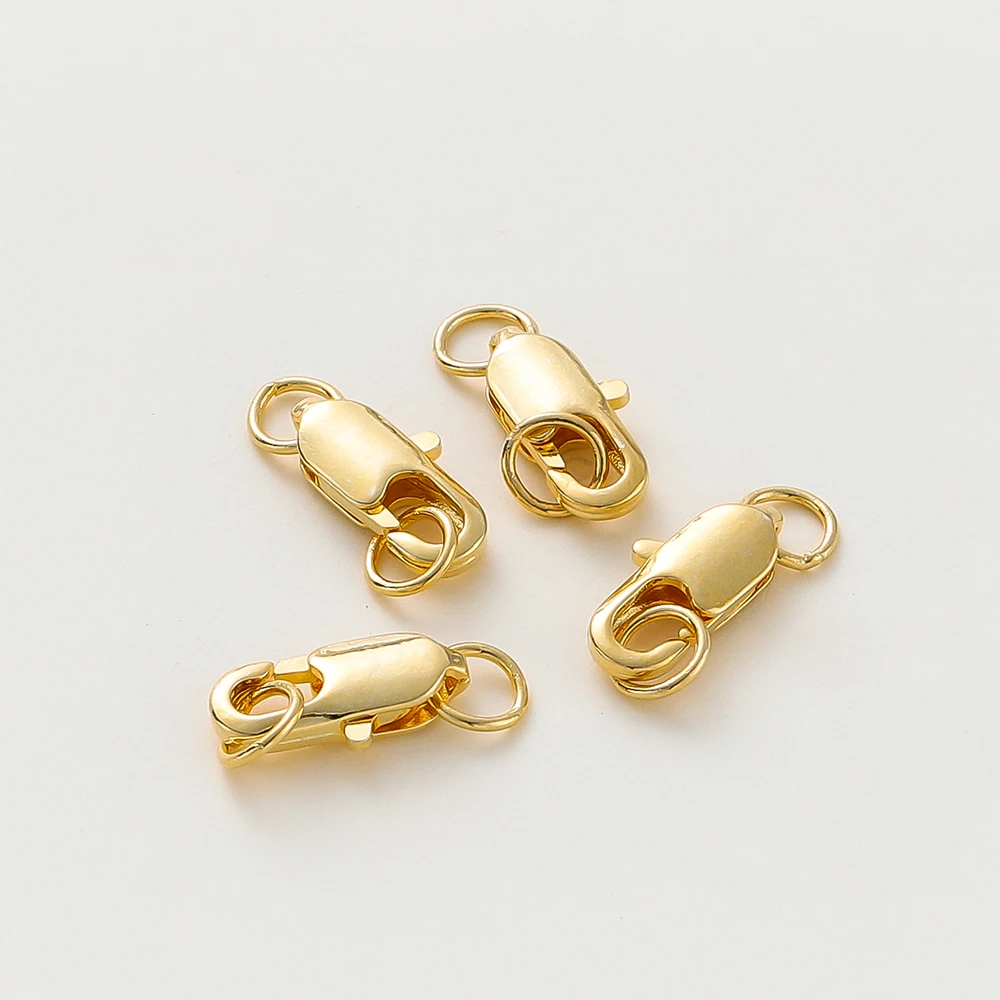 Top Trends: 14K / 18K Gold Plated Brass 10Pcs Lobster Clasp With 20Pcs Open Jump Rings DIY Findings Kits Connector For Bracelet Jewelry Making Shoppable Styles