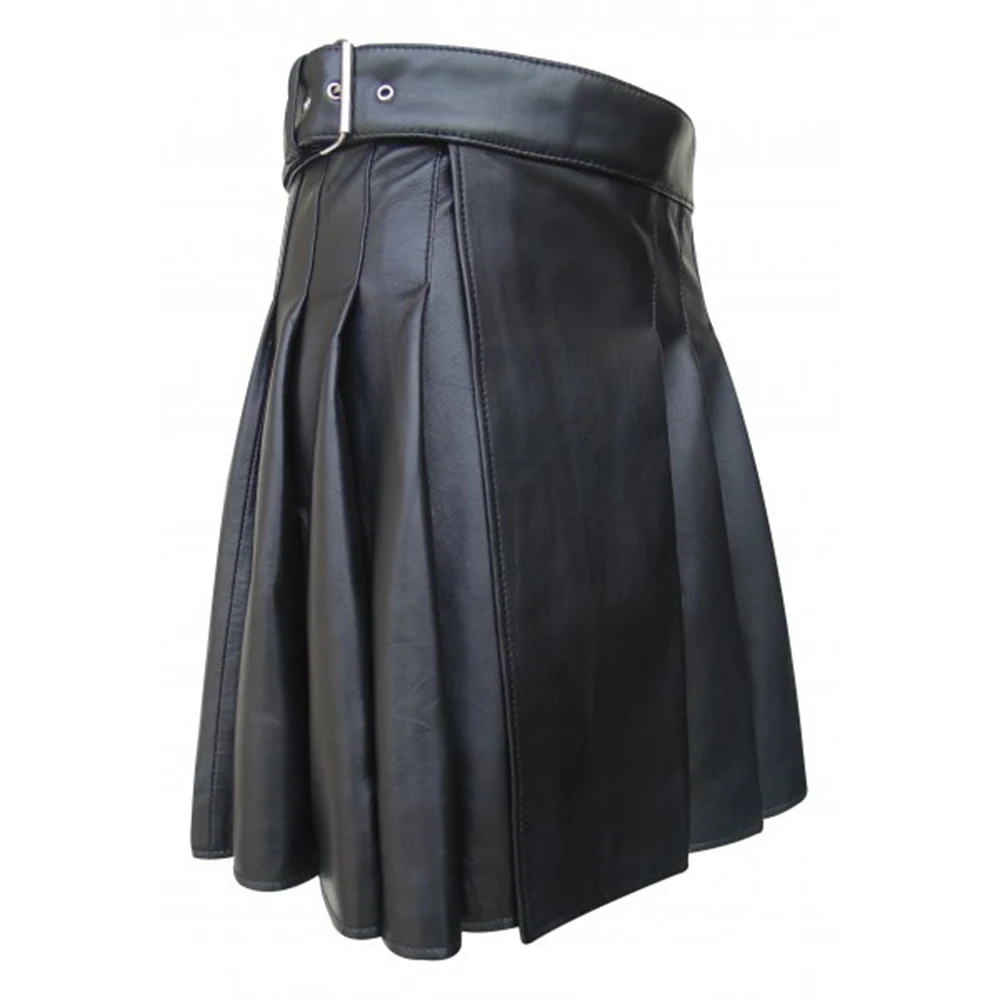 Top Trends: Men Scottish Traditional Festival Short Pleated Skirt New Men's Fashion Solid Kilt Party Punk Rock Pu Leather Skirts Streetwear Shoppable Styles