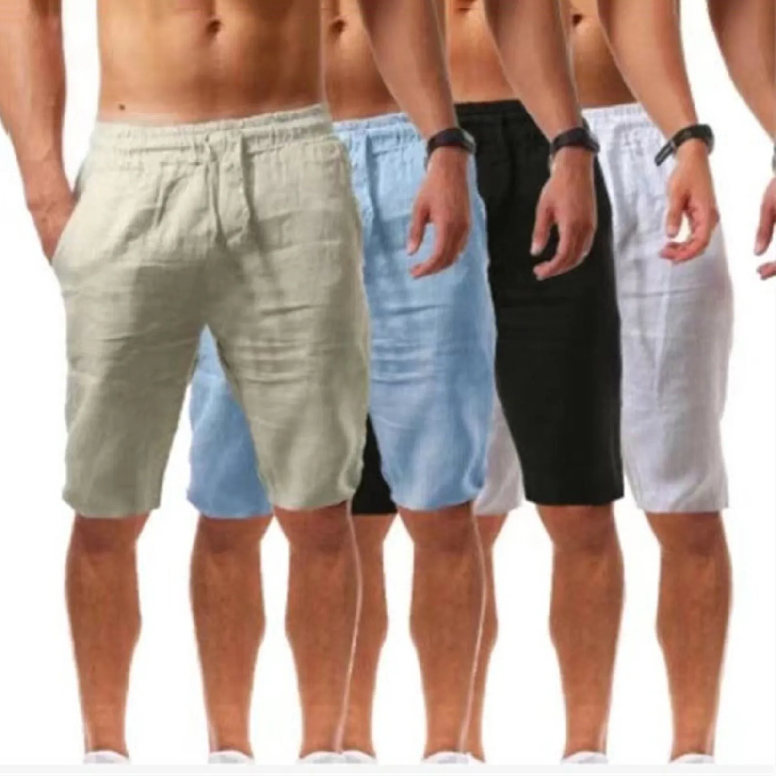 Top Trends: Men Drawstring Casual Linen Beach Shorts Work Trouser Shorts Pants Quick Dry Breathable Swim Shorts Trunks Oversized S-5XL Shoppable Styles