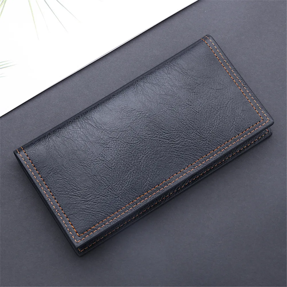 Top Trends: New Men Long Thin Slim Wallets Vintage Pu Leather Male Credit Card Holder Brown Money Purses Solid Simplicity Wallet For Man Shoppable Styles