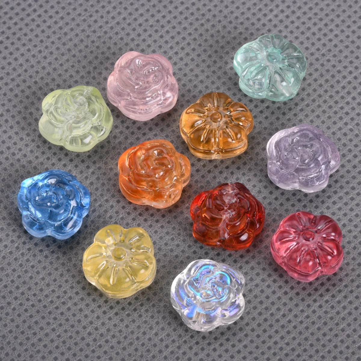 Top Trends: 10pcs 13mm 2 Sides Flower Embossment Handmade Lampwork Glass Loose Beads For Jewelry Making DIY Bracelet Crafts Findings Shoppable Styles