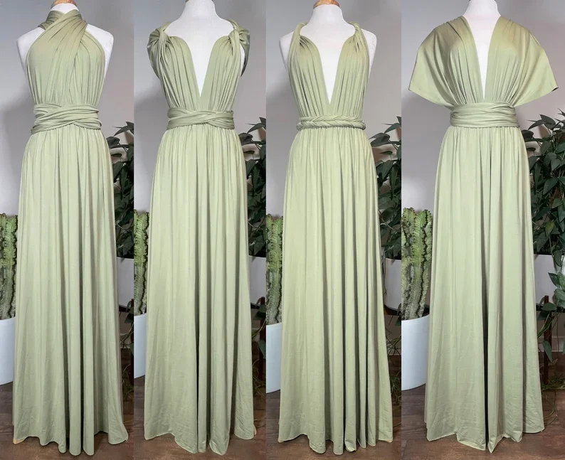 Top Trends: OLIVE GREEN Sega Bridesmaid Dress Floor Length LONG Maxi Infinity Dress Multiway Dress Formal Wrap Sexy Evening Wedding Dresses Shoppable Styles