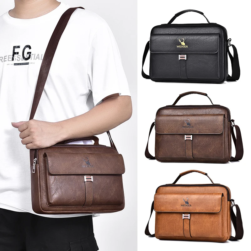 Top Trends: Leather Briefcase Bag Handbags Cross Office Business Tote Boston Ipad Square Wallets Crossbody Shoulder Bag Husband Briefcase Shoppable Styles