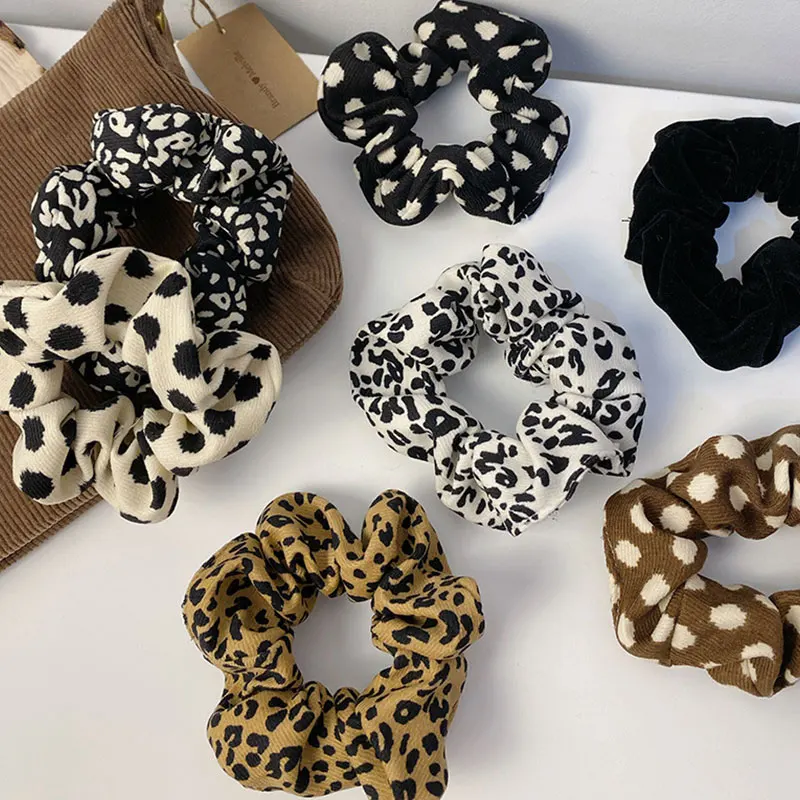 Top Trends: New Leopard Winter Warm Soft Hair Scrunchies Warm Elastic Hair Band Women Girls Ponytail Holder Rubber Band Hair Accessories Shoppable Styles