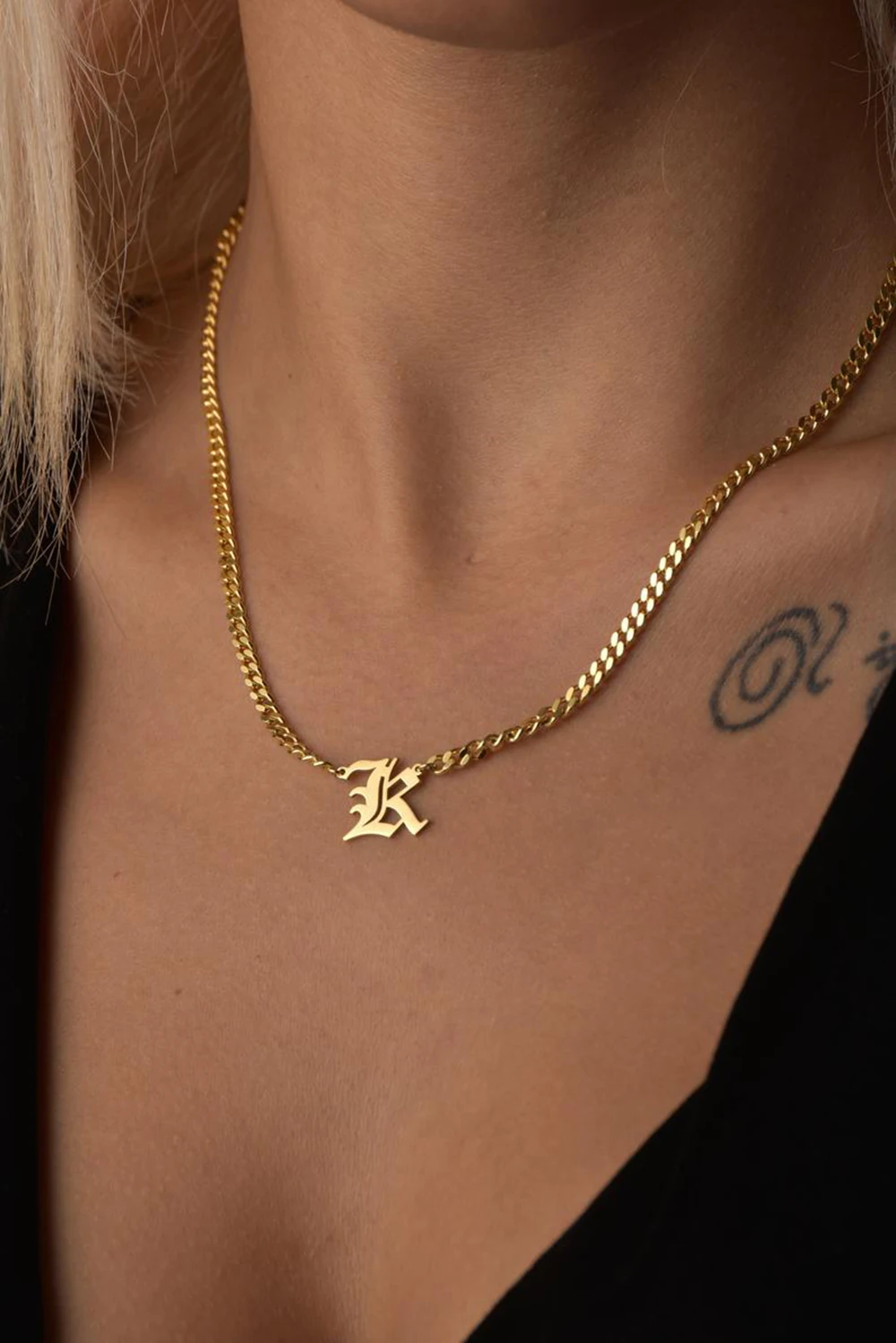 Top Trends: Personalized Old English A-Z26 Letter Necklace Name Golden Stainless Steel Gothic Cuban Chain Womens Trend Jewelry Gifts Shoppable Styles