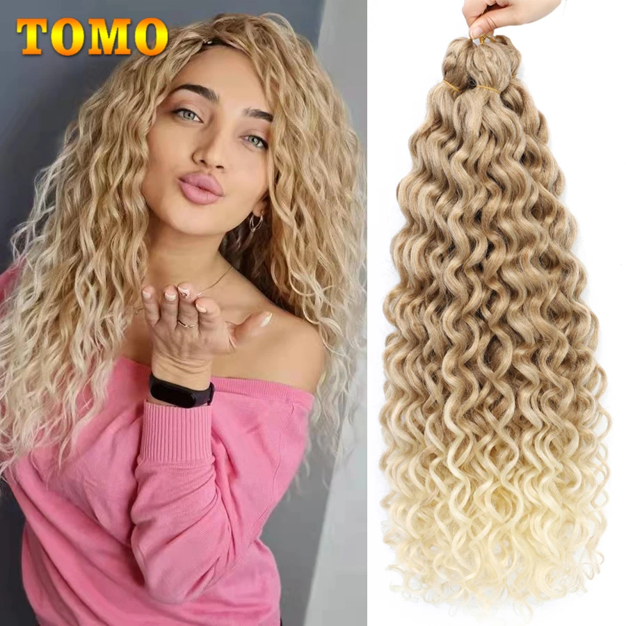 Top Trends: TOMO 18 24Inch Long Water Wavy Synthetic Crochet Hair Ombre Hawaii Afro Curls Braiding Hair Extensions For Women Ocean Wave Hair Shoppable Styles