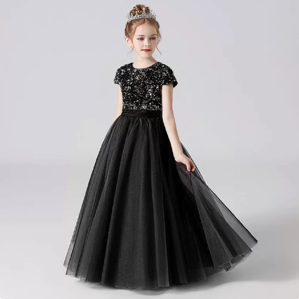 Top Trends: Dideyttawl Sequins Flower Girl Dress For Wedding Party Tulle Puffy Skirt Girls Birthday Pageant Gown Junior Bridesmaid Shoppable Styles