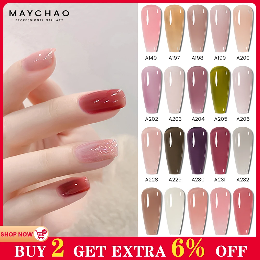 Top Trends: MAYCHAO Nude Jelly Gel Nail Polish 7.3ML Pink Transparent Gel Polish Soak Off UV LED Varnish French Manicure Nail Art DIY Salon Shoppable Styles