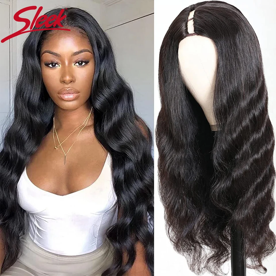 Top Trends: Sleek U Part Wig Body Wave Human Hair Wigs For Women Brazilian Remy Hair Glueless Human Hair Wavy Upart Wig Natural Black Wigs Shoppable Styles