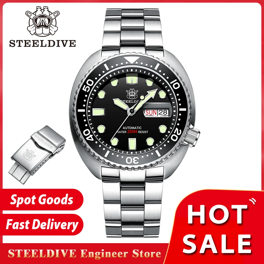 Top Trends: Men's Wristwatch STEELDIVE SD1972 V2 Abalone 20Bar Waterproof Double Calendar NH36 Movement Swiss Luminous Mechanical Dive Watch Shoppable Styles