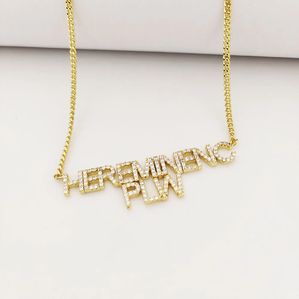 Top Trends: 2 Rows Custom Name Necklaces 9mm Letters Necklace For Women Name Necklaces Numbers Personaliz Necklace Crystal Pendant For Women Shoppable Styles