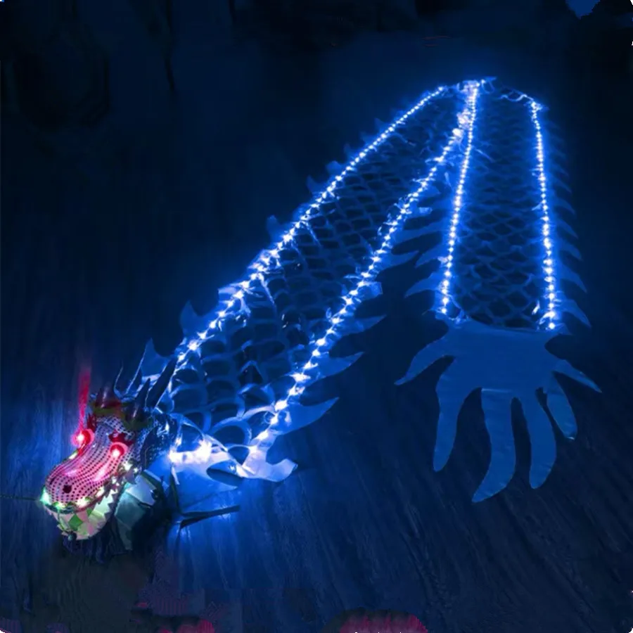 Top Trends: Blue Led Dragon Dance Ribbon Set For One Person Dancing Dragon Chinese New Year Events Props School Performance Toys Shoppable Styles