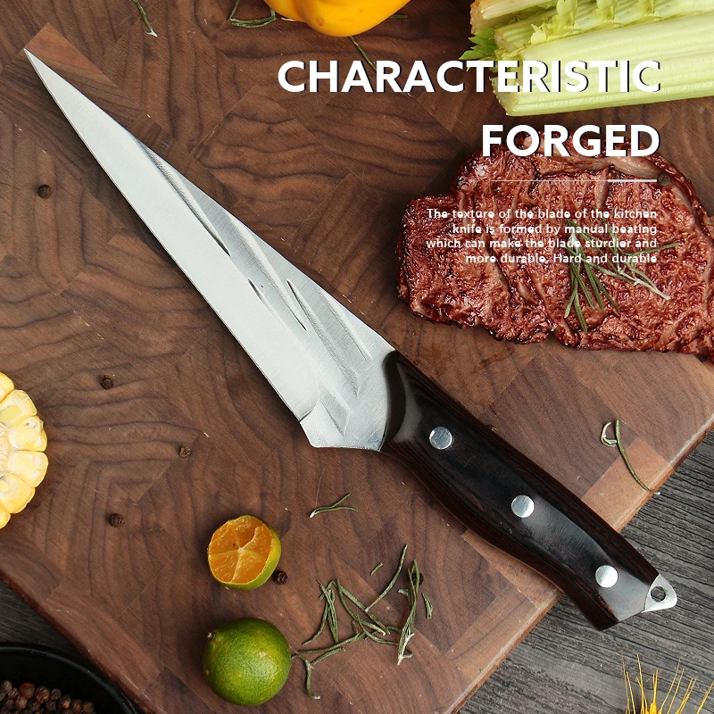 Description Picture 3 of itemForged Boning Knife Set Sharp High Carbon Stainless Steel Kitchen Knives Meat Cleaver Sushi Knife for Slicing Carving Deboning