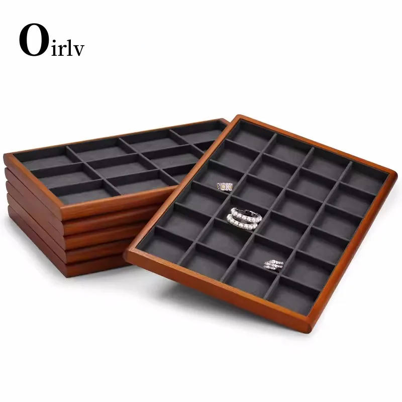 Top Trends: Oirlv Retro Wooden Ring Tray Earrings Tray Bracelet Pendant Necklace Tray Jewelry Shop Props Display Storage Organizer Showcase Shoppable Styles