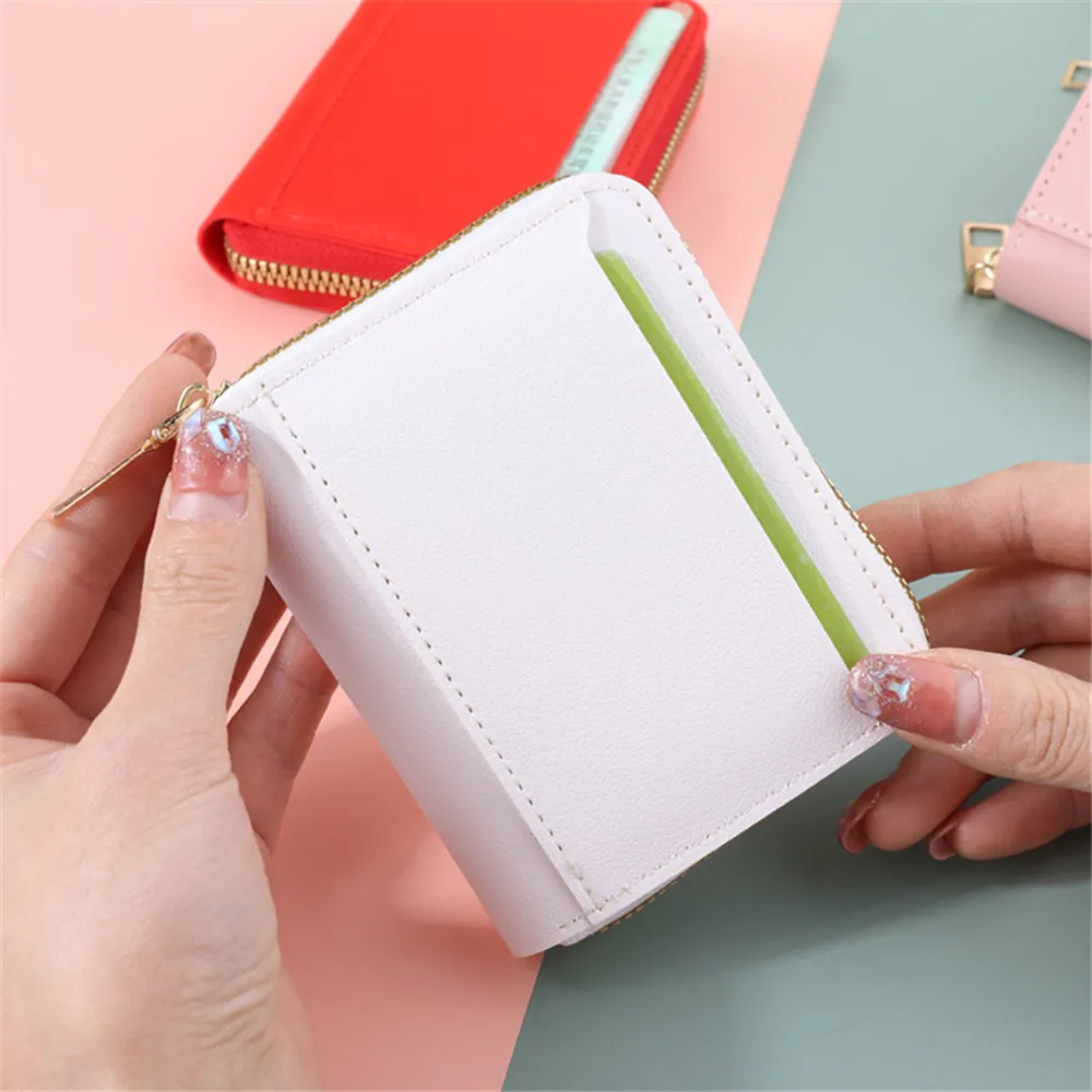 Top Trends: Women Simple Mini Coin Purse Wallet Leather Girls Short Wallet Money Bag Storage Zipper Pouch Card Holder Clutch Organizer Shoppable Styles